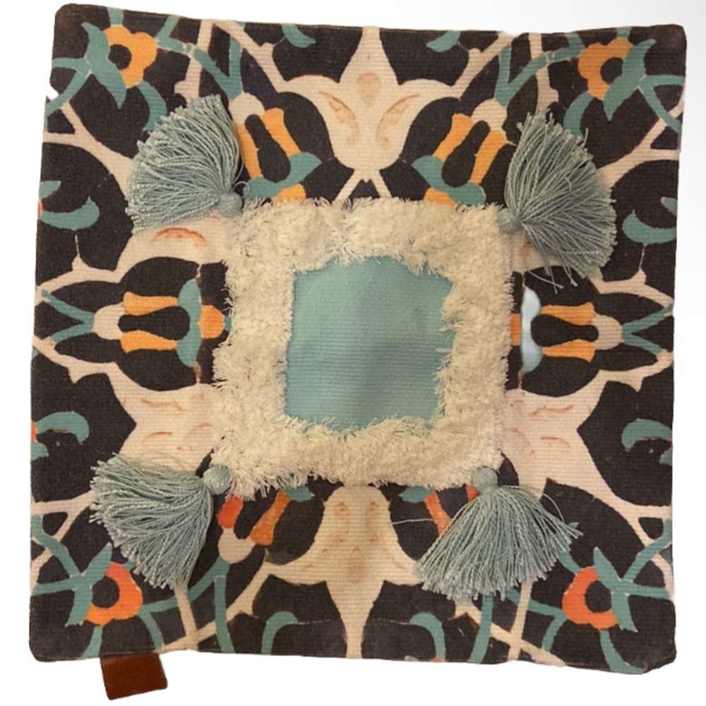 Maloos Design Woven Tassels Square 18” Geometric Decorative Pillow Sham